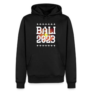 Bali 2023 - Männer Premium Bio Hoodie - Schwarz - Vorne - Nico (187cm)