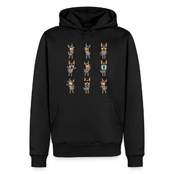 Émoticône Kawaii du bouvier australien Blue Heeler - Sweat à capuche Premium bio Homme - noir - Devant - Nico (187cm)