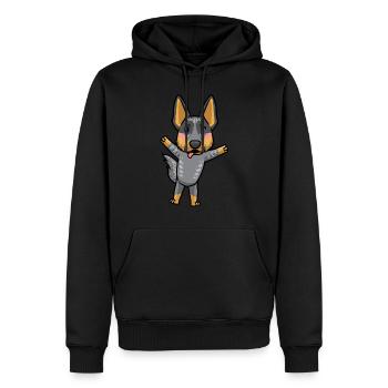 Australian Cattle Hund Blue Heeler Kawaii Emoticon - Männer Premium Bio Hoodie - Schwarz - Vorne - Nico (187cm)