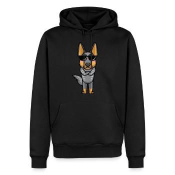 Australian Cattle Hund Blue Heeler Kawaii Emoticon - Männer Premium Bio Hoodie - Schwarz - Vorne - Nico (187cm)