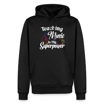 Teaching Music is my Superpower - Männer Premium Bio Hoodie - Schwarz - Vorne - Nico (187cm)