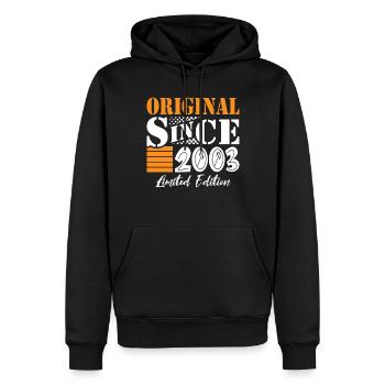 20th birthday Born 2003 Original Since 2003 - Men’s Premium Organic Hoodie - black - Front - Nico (187cm)