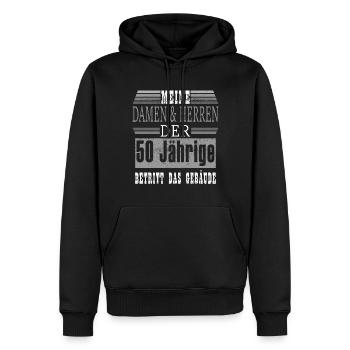 Jahrgang zum 50. Geburtstag von 1973 - Männer Premium Bio Hoodie - Schwarz - Vorne - Nico (187cm)