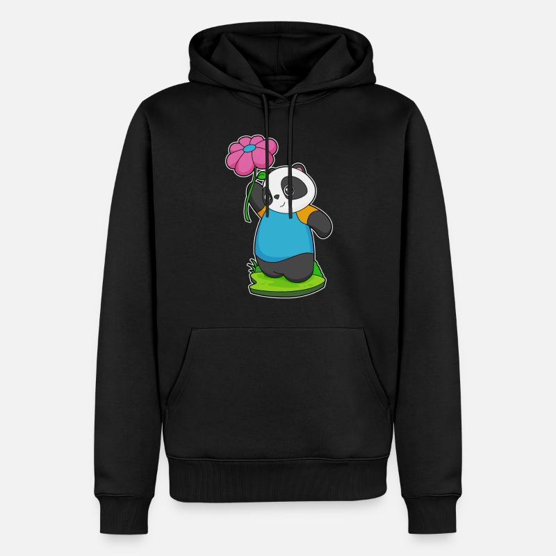 Fleur de panda - Sweat à capuche Premium bio Homme - noir