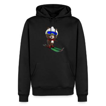 Erstaunter Skifahrer Bär - Männer Premium Bio Hoodie - Schwarz - Vorne - Nico (187cm)