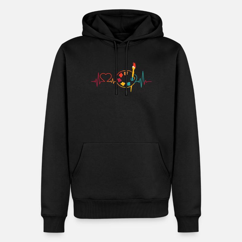 Painter Heartbeat For Painter - Männer Premium Bio Hoodie - Schwarz