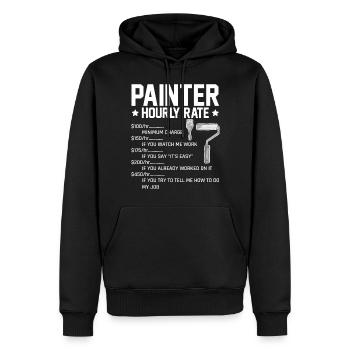 Peintre Taux horaire pour peintre professionnel - Sweat à capuche Premium bio Homme - noir - Devant - Nico (187cm)