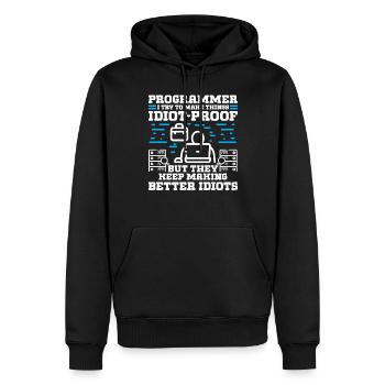 Programmeur j’essaie de faire des choses - Sweat à capuche Premium bio Homme - noir - Devant - Nico (187cm)