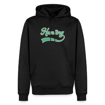 Jagd Schriftzug - Männer Premium Bio Hoodie - Schwarz - Vorne - Nico (187cm)