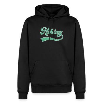 Wandern Schriftzug - Männer Premium Bio Hoodie - Schwarz - Vorne - Nico (187cm)