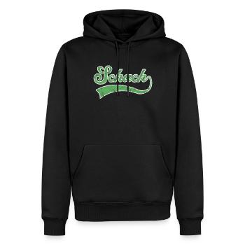 Schach Schriftzug - Männer Premium Bio Hoodie - Schwarz - Vorne - Nico (187cm)