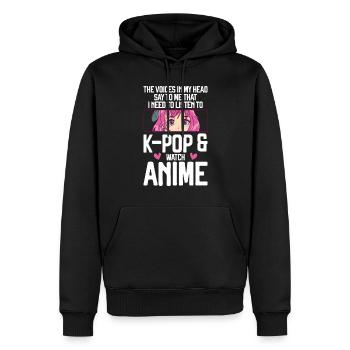 Anime & K-Pop Musique Kpop Manga Japonais Otaku - Sweat à capuche Premium bio Homme - noir - Devant - Nico (187cm)