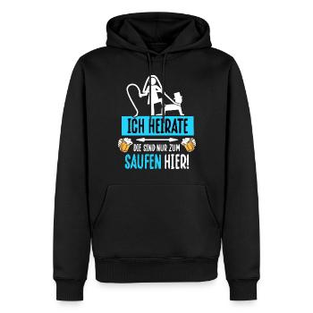 Junggesellenabschied T-Shirt Bräutigam JGA Poltern - Männer Premium Bio Hoodie - Schwarz - Vorne - Nico (187cm)