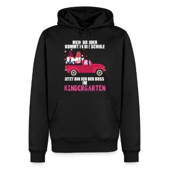 Mein Bruder Kommt In Die Schule Jetzt Bin Ich Boss - Männer Premium Bio Hoodie - Schwarz - Vorne - Nico (187cm)