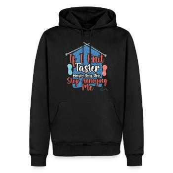 Tricoter si je tricote plus vite - Sweat à capuche Premium bio Homme - noir - Devant - Nico (187cm)