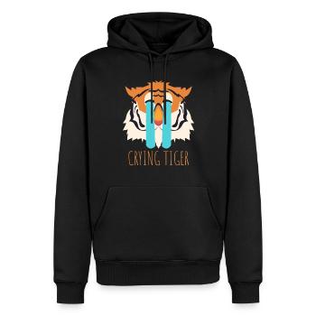 Tiger-Kopf, Tiger-Motiv, Tiger-Spruch, Pixelart - Männer Premium Bio Hoodie - Schwarz - Vorne - Nico (187cm)