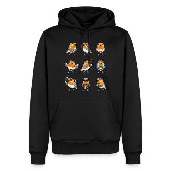 Robin Bird Kawaii Émoticône - Sweat à capuche Premium bio Homme - noir - Devant - Nico (187cm)