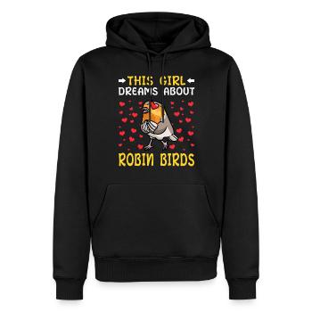 Oiseau Robin - Sweat à capuche Premium bio Homme - noir - Devant - Nico (187cm)