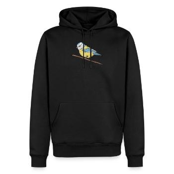 Motif Blue I Bird pour les ornithologues amateurs - Sweat à capuche Premium bio Homme - noir - Devant - Nico (187cm)