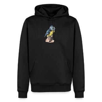 Motif Blue I Bird pour les ornithologues amateurs - Sweat à capuche Premium bio Homme - noir - Devant - Nico (187cm)