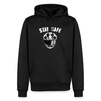 Motorrad Motorradhelm Stay Safe - Männer Premium Bio Hoodie - Schwarz - Vorne - Nico (187cm)