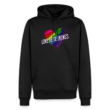 HEART LOVE DETERMINES - Men’s Premium Organic Hoodie - black - Front - Nico (187cm)