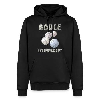 BOULE IST IMMER GUT - Männer Premium Bio Hoodie - Schwarz - Vorne - Nico (187cm)
