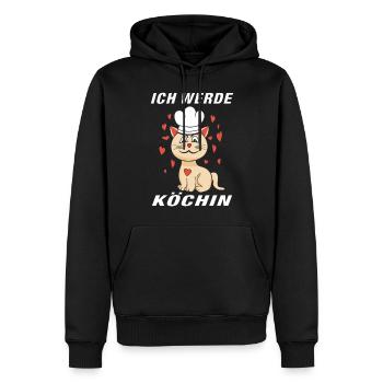 KATZE KOCH ICH WERDE KÖCHIN - Männer Premium Bio Hoodie - Schwarz - Vorne - Nico (187cm)