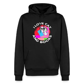 Book Rat Cat Books Bookworm - Men’s Premium Organic Hoodie - black - Front - Nico (187cm)