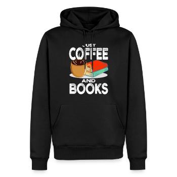Boire du café Lire des livres Être heureux - Sweat à capuche Premium bio Homme - noir - Devant - Nico (187cm)