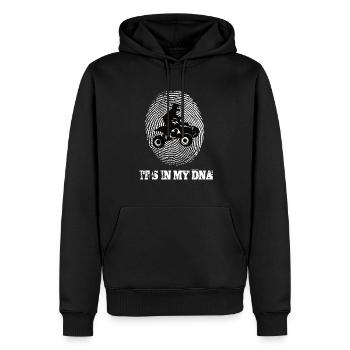 Quad c’est dans mon ADN - Sweat à capuche Premium bio Homme - noir - Devant - Nico (187cm)