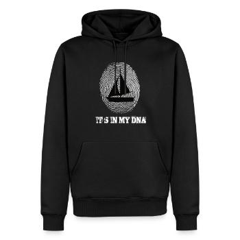 Naviguer dans mon ADN - Sweat à capuche Premium bio Homme - noir - Devant - Nico (187cm)