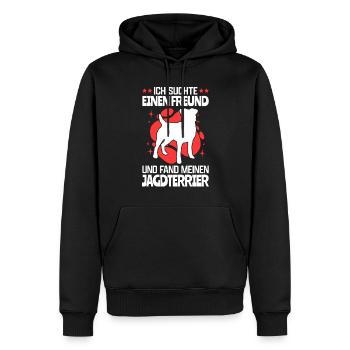 Suchte einen Freund und fand meinen Jagdterrier - Männer Premium Bio Hoodie - Schwarz - Vorne - Nico (187cm)