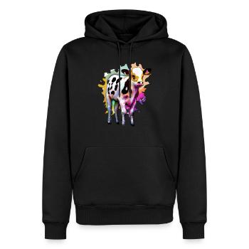 Niedliches Kalb mit Farbspritzern - Männer Premium Bio Hoodie - Schwarz - Vorne - Nico (187cm)