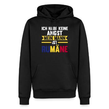 Ich habe keine Angst mein Mann ist Rumäne - Männer Premium Bio Hoodie - Schwarz - Vorne - Nico (187cm)