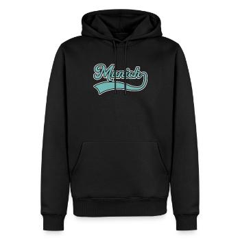 Lettrage munichois - Sweat à capuche Premium bio Homme - noir - Devant - Nico (187cm)