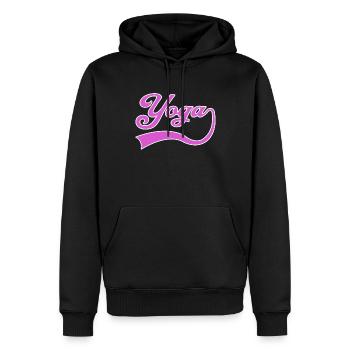 Lettrage yoga - Sweat à capuche Premium bio Homme - noir - Devant - Nico (187cm)