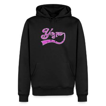 Lettrage yoga - Sweat à capuche Premium bio Homme - noir - Devant - Nico (187cm)