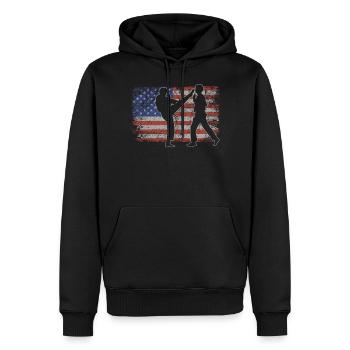 Capoeira Retro USA Flag Martial Arts 4th of July - Men’s Premium Organic Hoodie - black - Front - Nico (187cm)