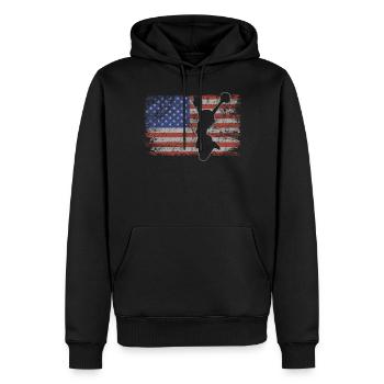 Cheerleading Retro USA Flag 4 juillet - Sweat à capuche Premium bio Homme - noir - Devant - Nico (187cm)