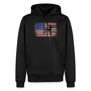Escalade Retro USA Flag Bloc 4 juillet - Sweat à capuche Premium bio Homme - noir - Devant - Nico (187cm)