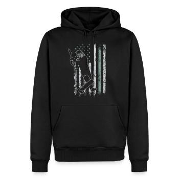 Cricket Retro USA Flag 4 juillet - Sweat à capuche Premium bio Homme - noir - Devant - Nico (187cm)