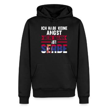 Ich habe keine Angst mein Mann ist Serbe - Männer Premium Bio Hoodie - Schwarz - Vorne - Nico (187cm)