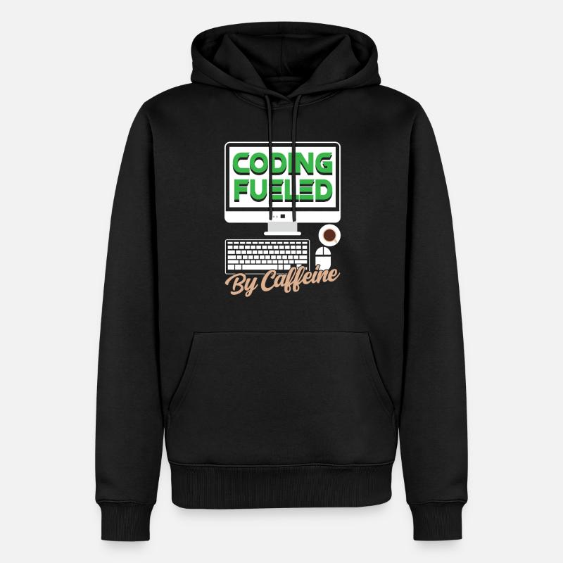 Programming powered by caffeine coding - Men’s Premium Organic Hoodie - black