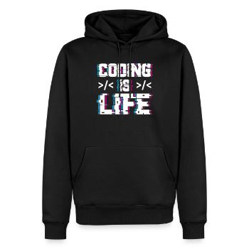 Coding Ist Leben Programmierer Coder Code - Männer Premium Bio Hoodie - Schwarz - Vorne - Nico (187cm)
