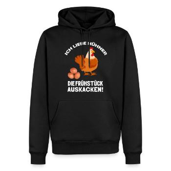 Ich liebe Hühner die Frühstück kacken Huhn Sprüche - Männer Premium Bio Hoodie - Schwarz - Vorne - Nico (187cm)