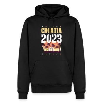 Croatia 2023 - Männer Premium Bio Hoodie - Schwarz - Vorne - Nico (187cm)