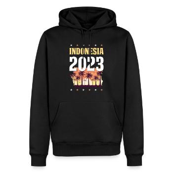 Indonesia 2023 - Männer Premium Bio Hoodie - Schwarz - Vorne - Nico (187cm)