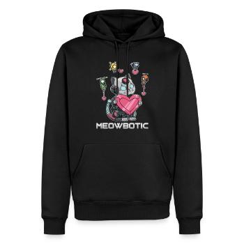 Roboter Katze Liebe - Männer Premium Bio Hoodie - Schwarz - Vorne - Nico (187cm)