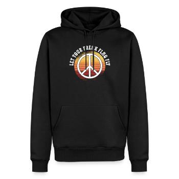 Hippie Peace Zeichen Frieden Blumen Blumenkind - Männer Premium Bio Hoodie - Schwarz - Vorne - Nico (187cm)